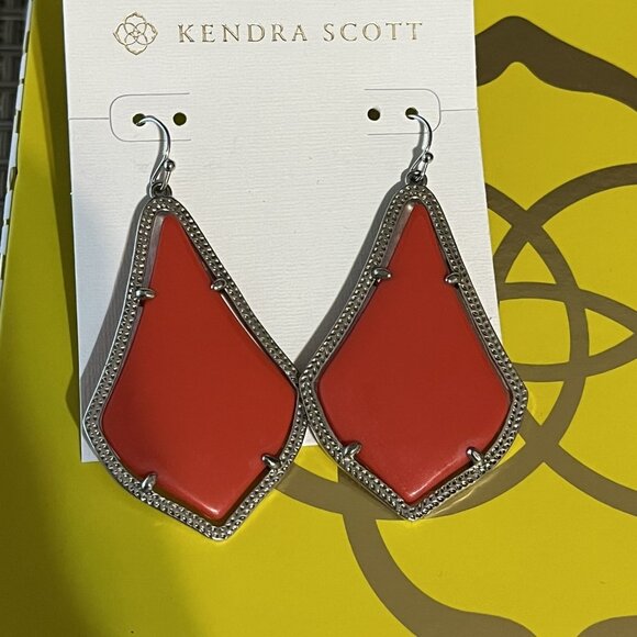 KENDRA SCOTT Alexandra Red & Silver Drop Earrings - Picture 2 of 7